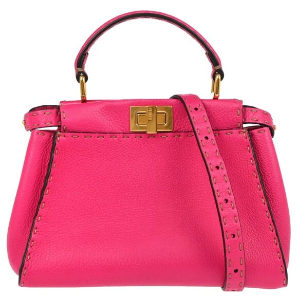 Fendi Pink Leather Peekaboo 2way Handbag - Picture 1 of 4
